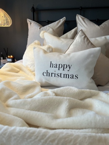 Rectangular Christmas Cushion Off White by ChalkUK